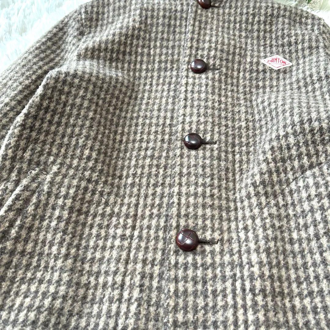 DANTON ダントン】ウールモッサ（34）コート フード 千鳥格子柄 - メルカリ