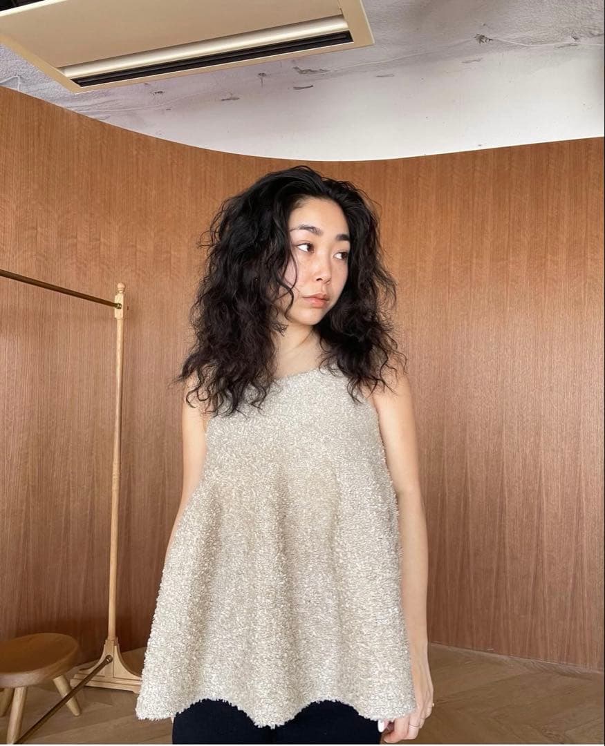 新品SeaRoomlynn Ribbon Yarnフレアニットキャミ ベージュ