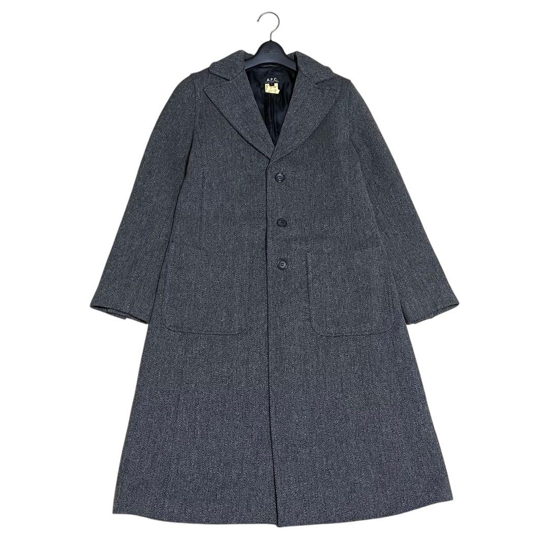 美品 A.P.C. アーペーセー ヘリンボーン ツイードウール チェスター