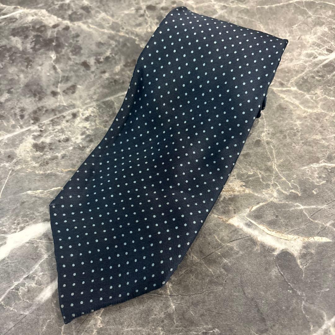 Christian Dior/ネクタイ/ネイビー/ドット柄/シルク100% - メルカリ