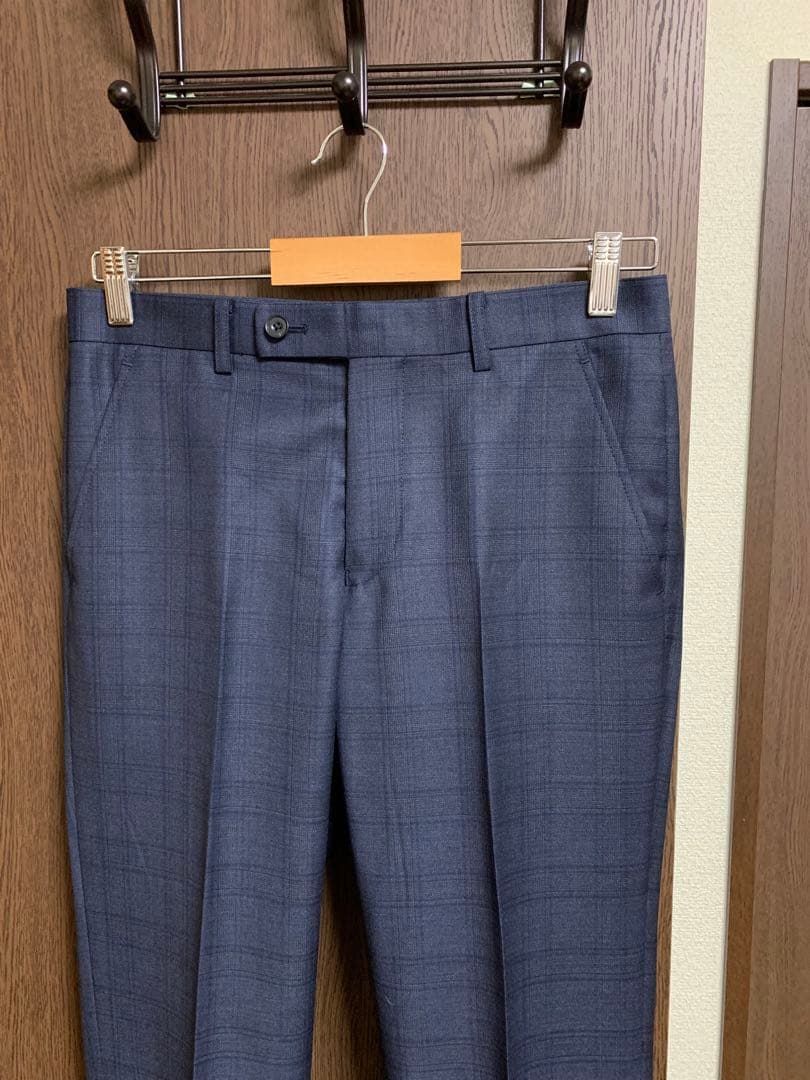 Y5新品未使用！高級イタリアREDA極上ネイビーチェック柄3ピーススーツ