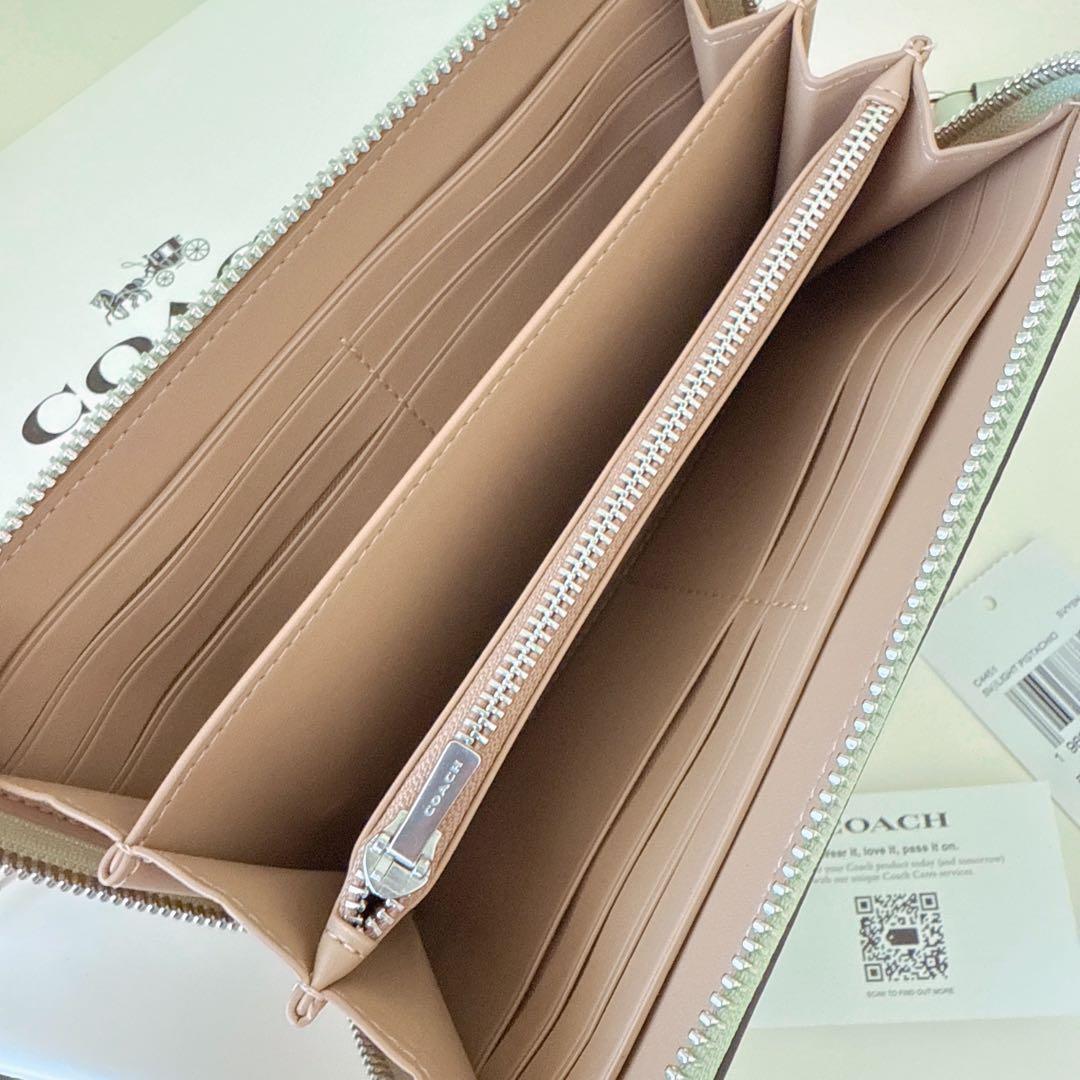 COACH コーチ ストラップ付き 長財布 ライトピスタチオ グリーン