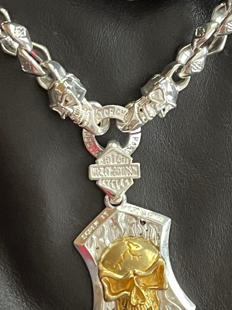 シルバー925 ハーレーダビッドソン スカルネックレス ネックレス