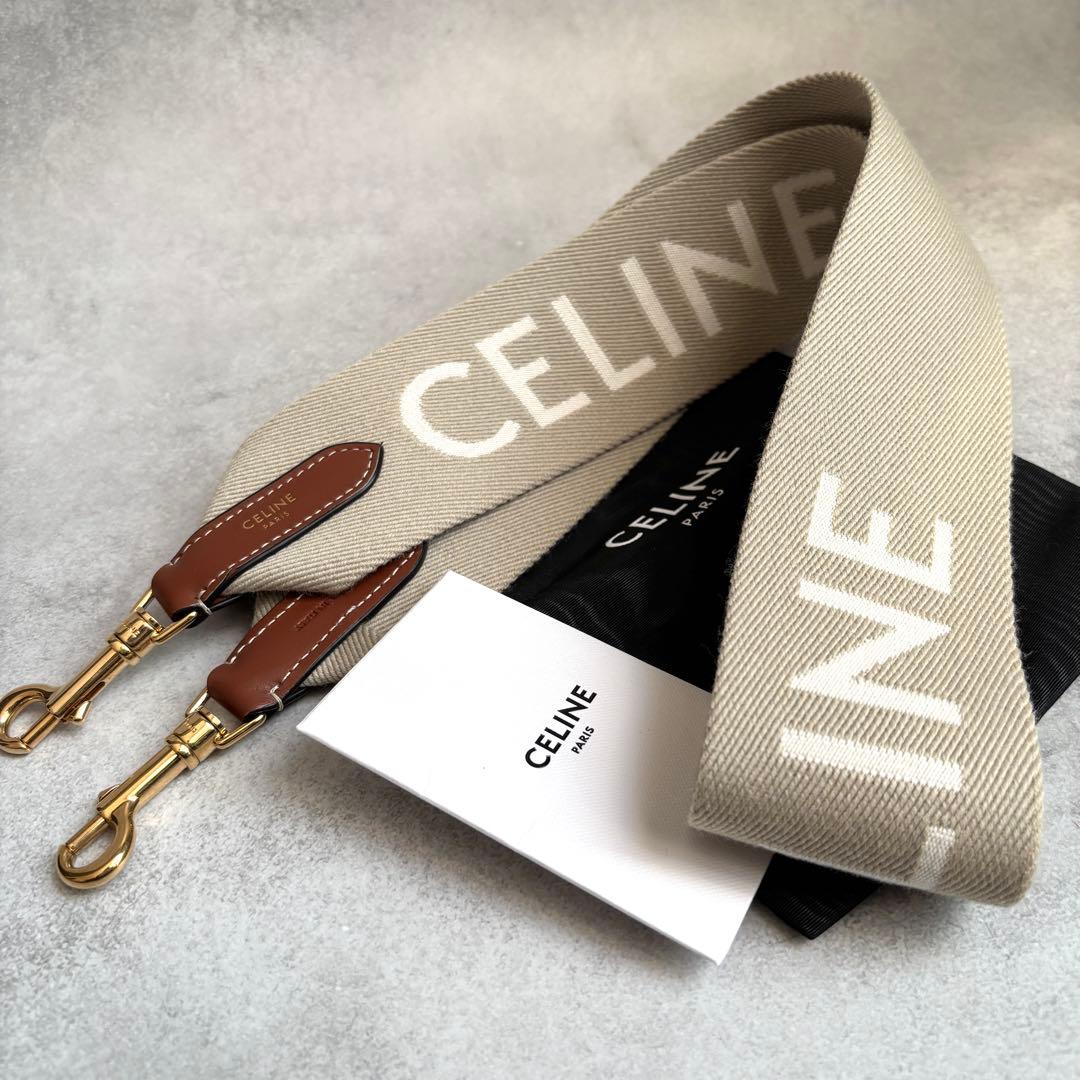 未使用級 CELINE ロゴ ジャカード ロングストラップ ベージュ キャンバス 極美品 セリーヌ CELINE ジャカード ロングストラップ ベージュ｜Yahoo