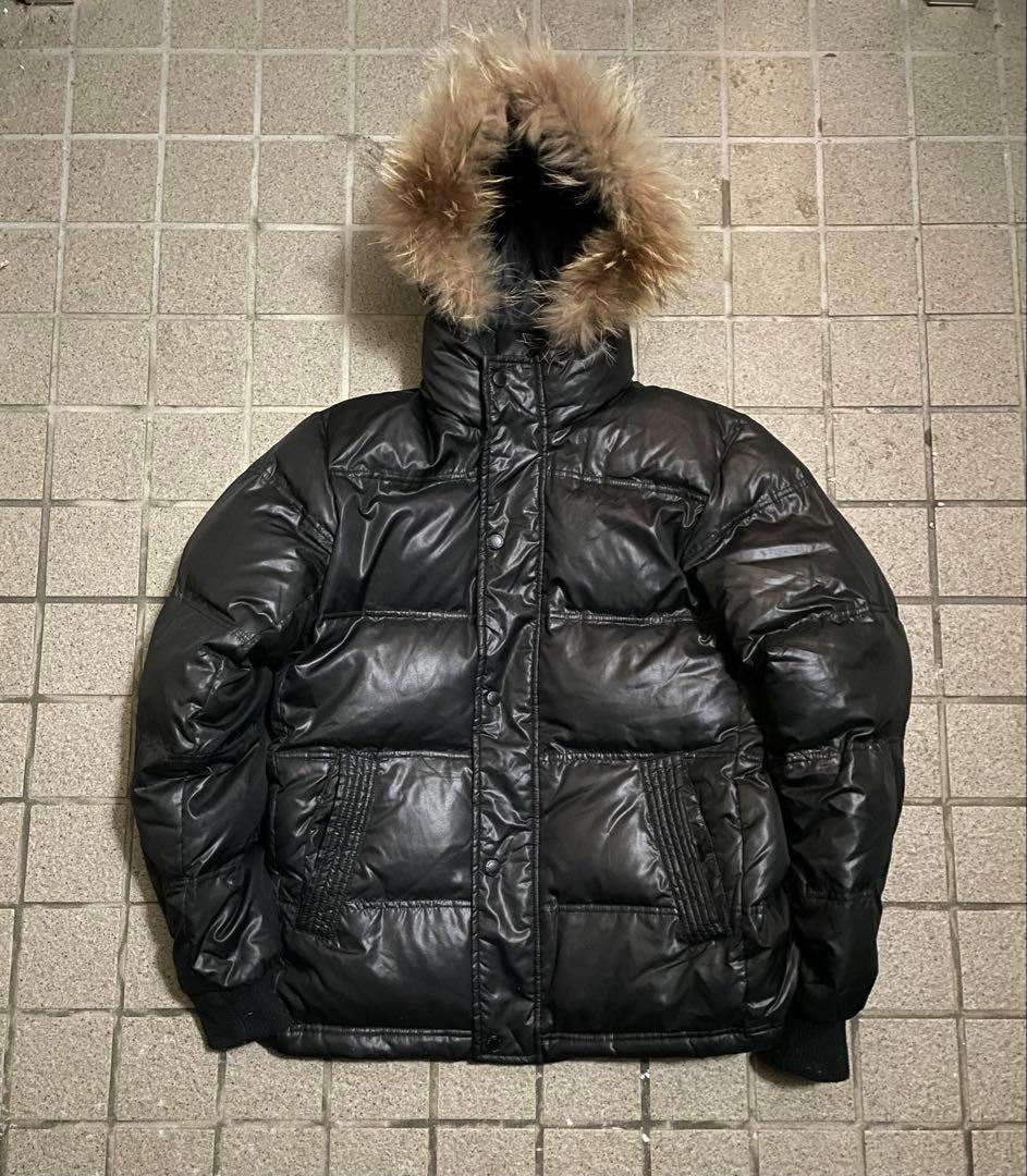 ファーダウンジャケット 短丈 光沢 archive y2k old UNIQLO 00s OLD UNIQLO オールドユニクロ パファー ダウンジャケット ファー付