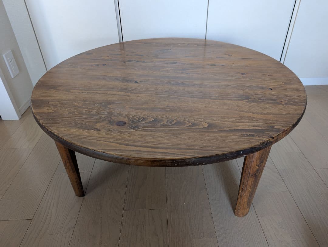 国産ひのき 円卓 折りたたみテーブル 受注生産品 受注生産品 座卓 折りたたみ 半円 完成品 幅150cm 2人 4人 J-hinoki150