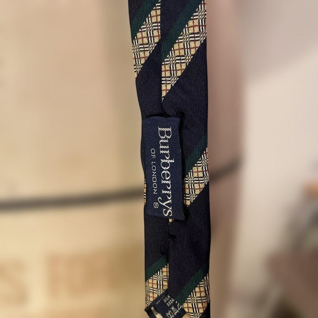 美品】BURBERRY LONDON シルクネクタイ ネイビー ストライプ - メルカリ