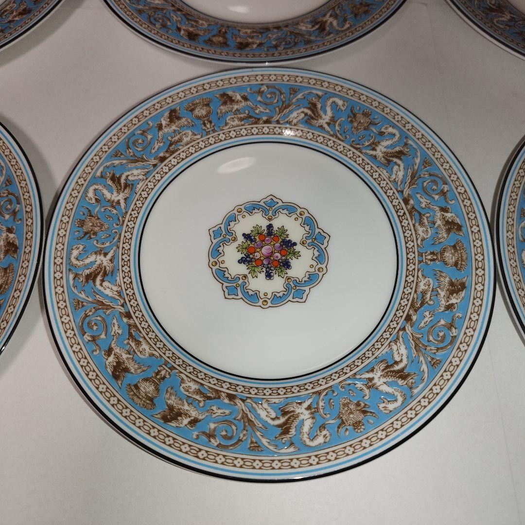 ウェッジウッド【フロレンティーンターコイズ】17.5cm プレート ６枚 黒壺