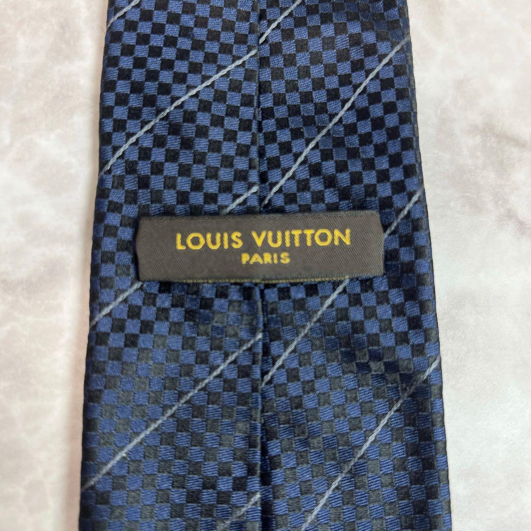 美品✨ルイヴィトン ネクタイ マイクロダミエ ストライプ 光沢