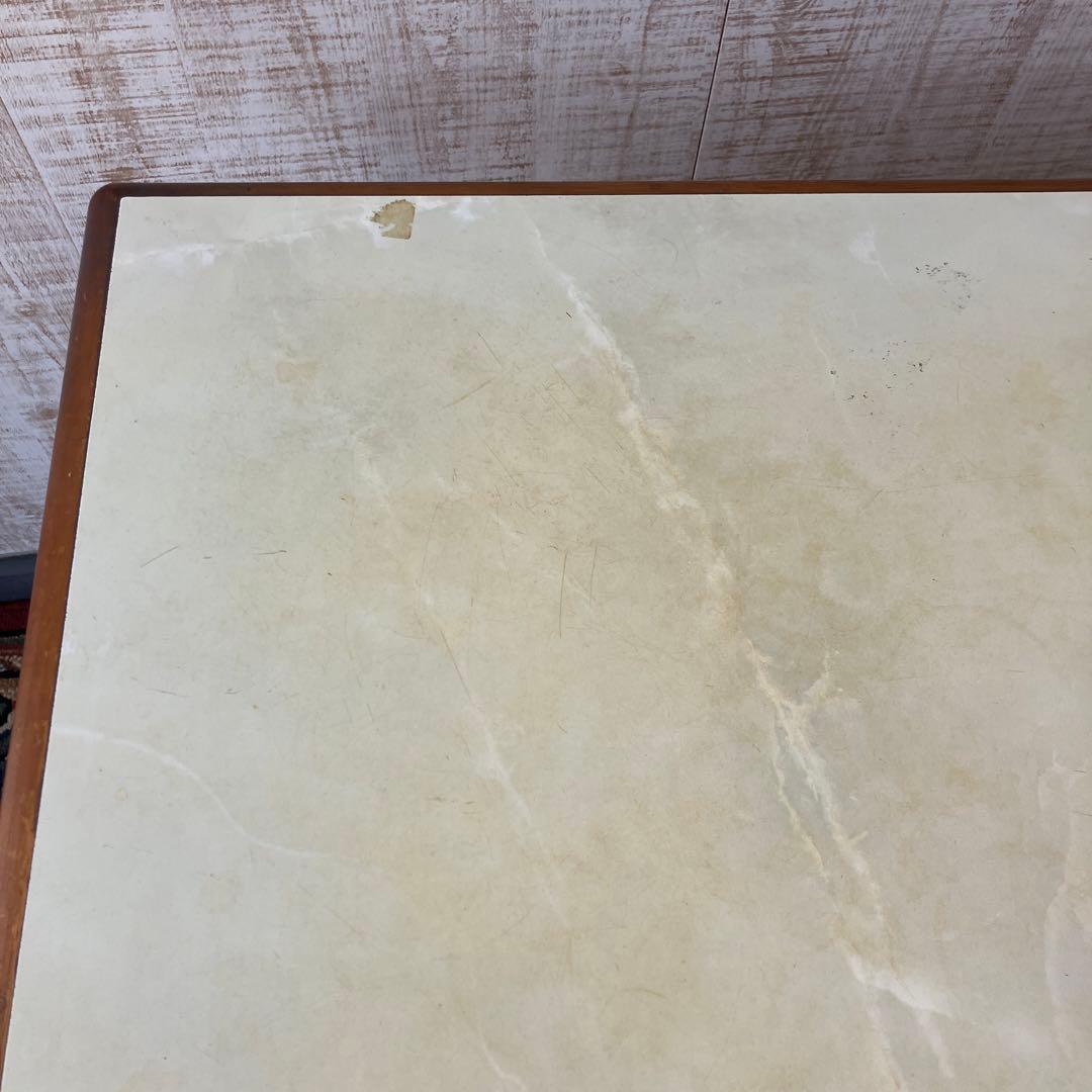 昭和レトロ 大理石柄 木製ダイニングテーブル 石目天板 ビンテージ