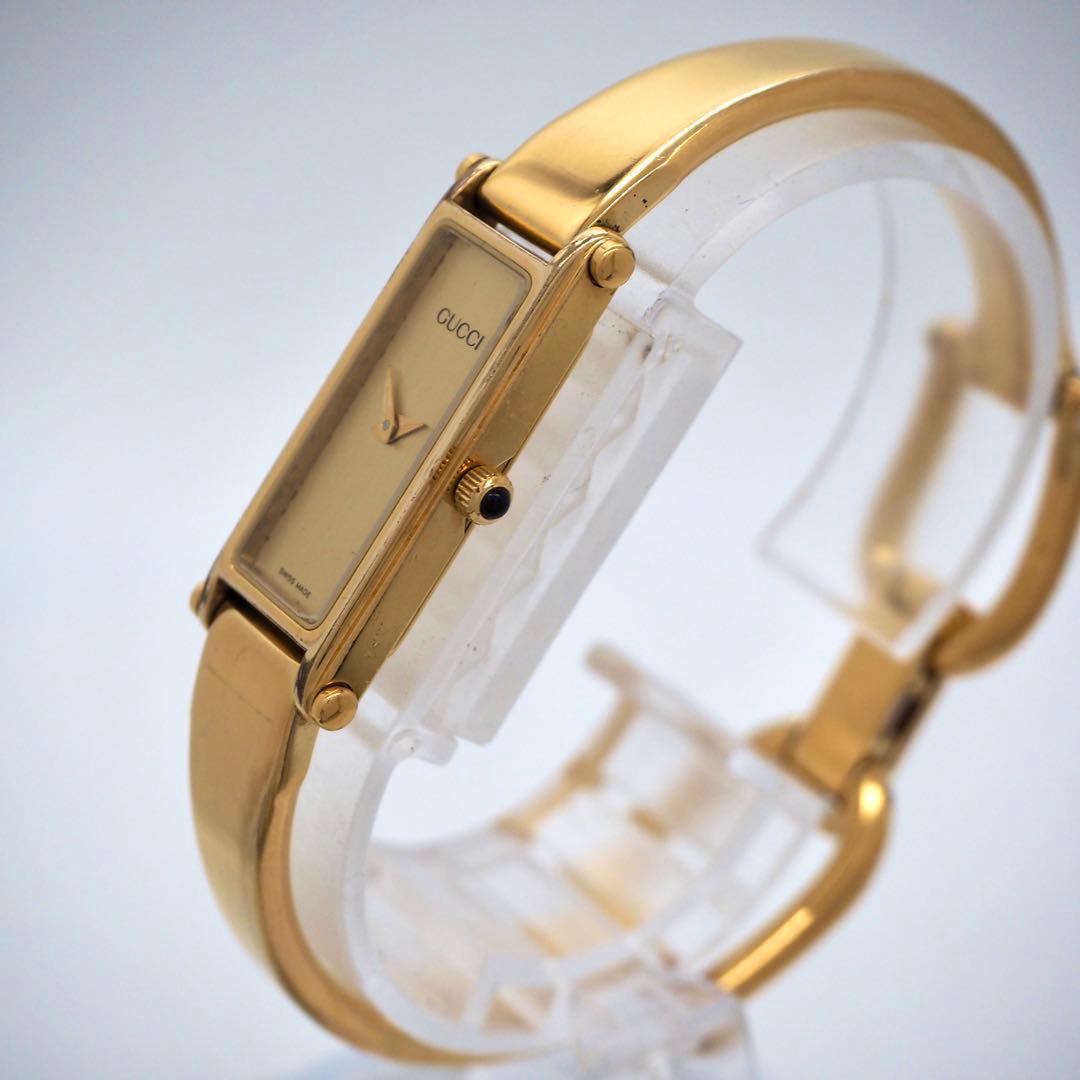 379 稼働 GUCCI 時計 1500 レディース ゴールド バングルウォッチ