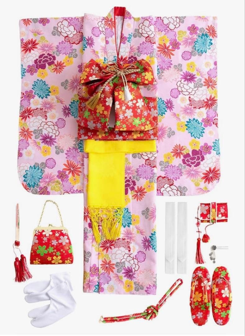 七五三四つ身着物15点セット 花柄 ピンク 楽天市場】七五三 着物 7歳 四つ身 単品 女の子 着付けマニュアル付き
