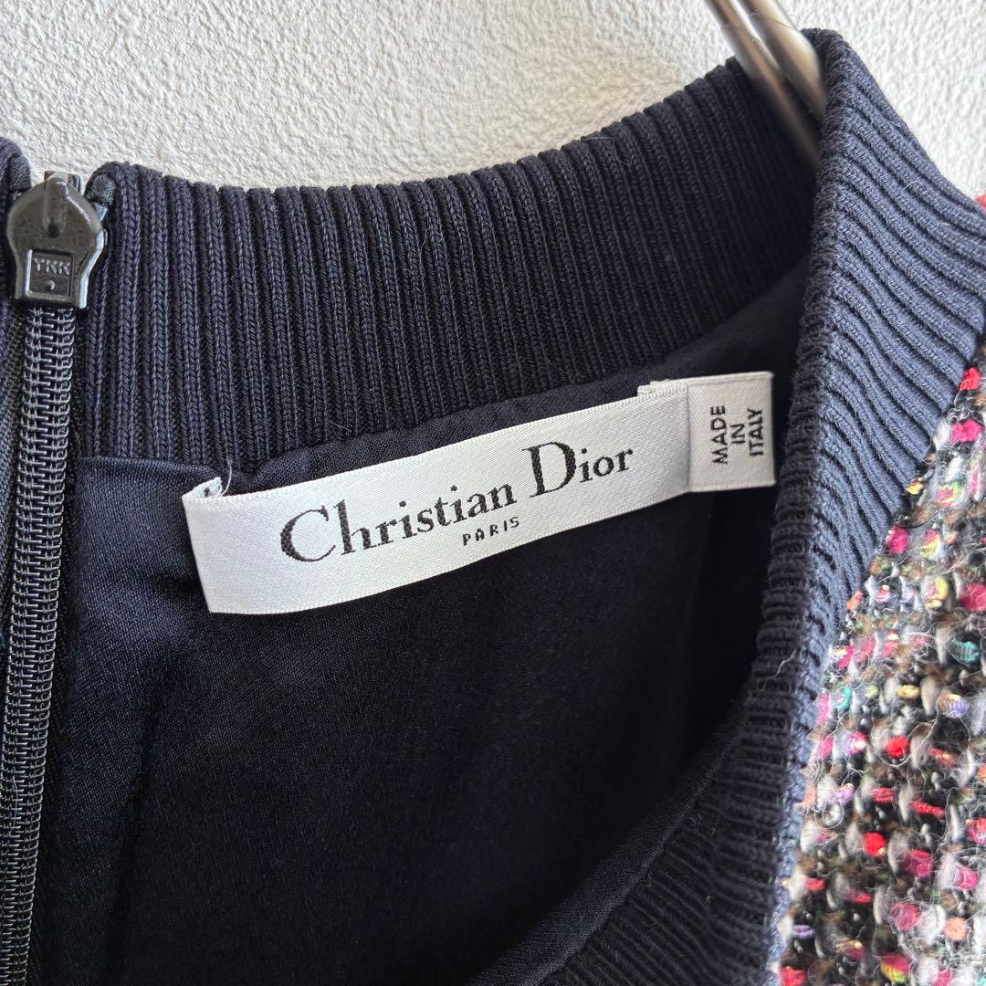 クリスチャンディオール】ワンピース ノースリーブ ツイード ラメ