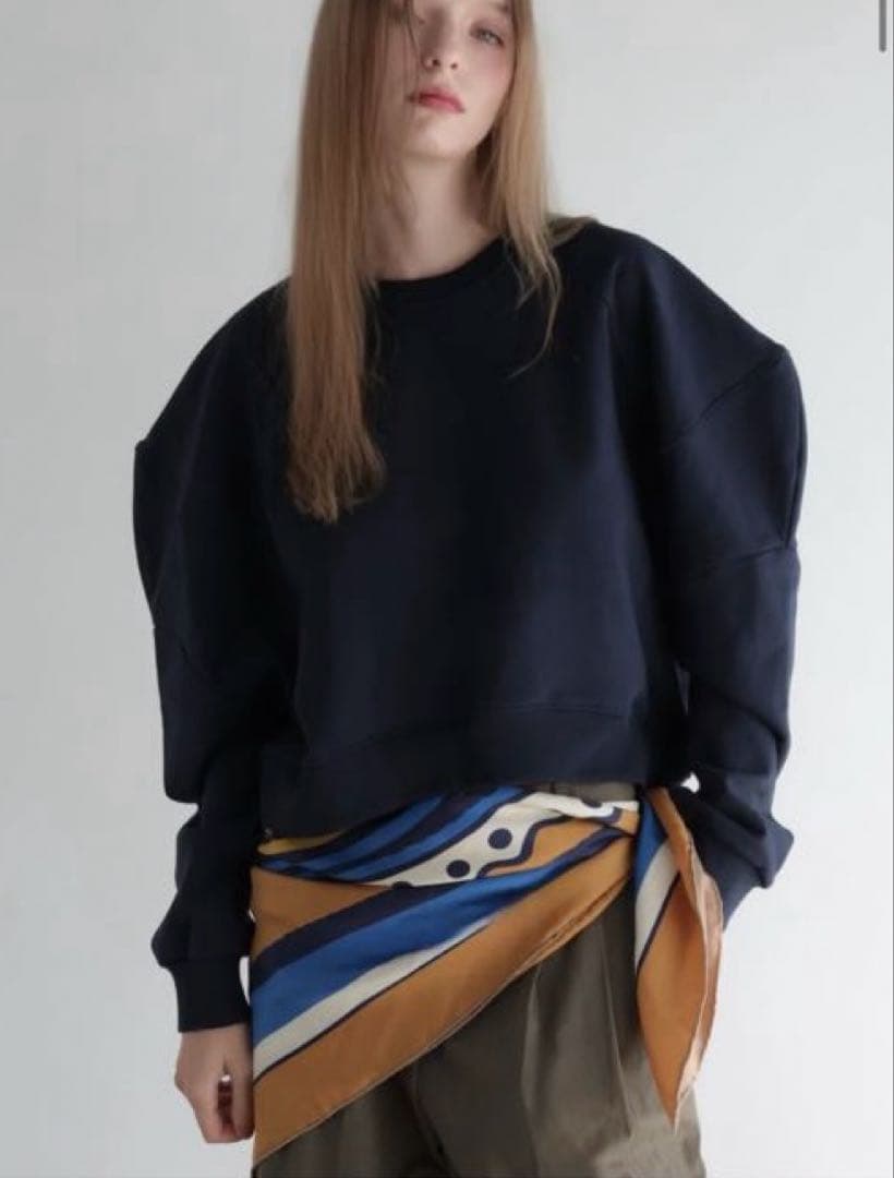 AMOMMA スエット　ネイビー AMOMMA（アモマ） トレーナー スウェット RIBBON SLEEVE SWEAT