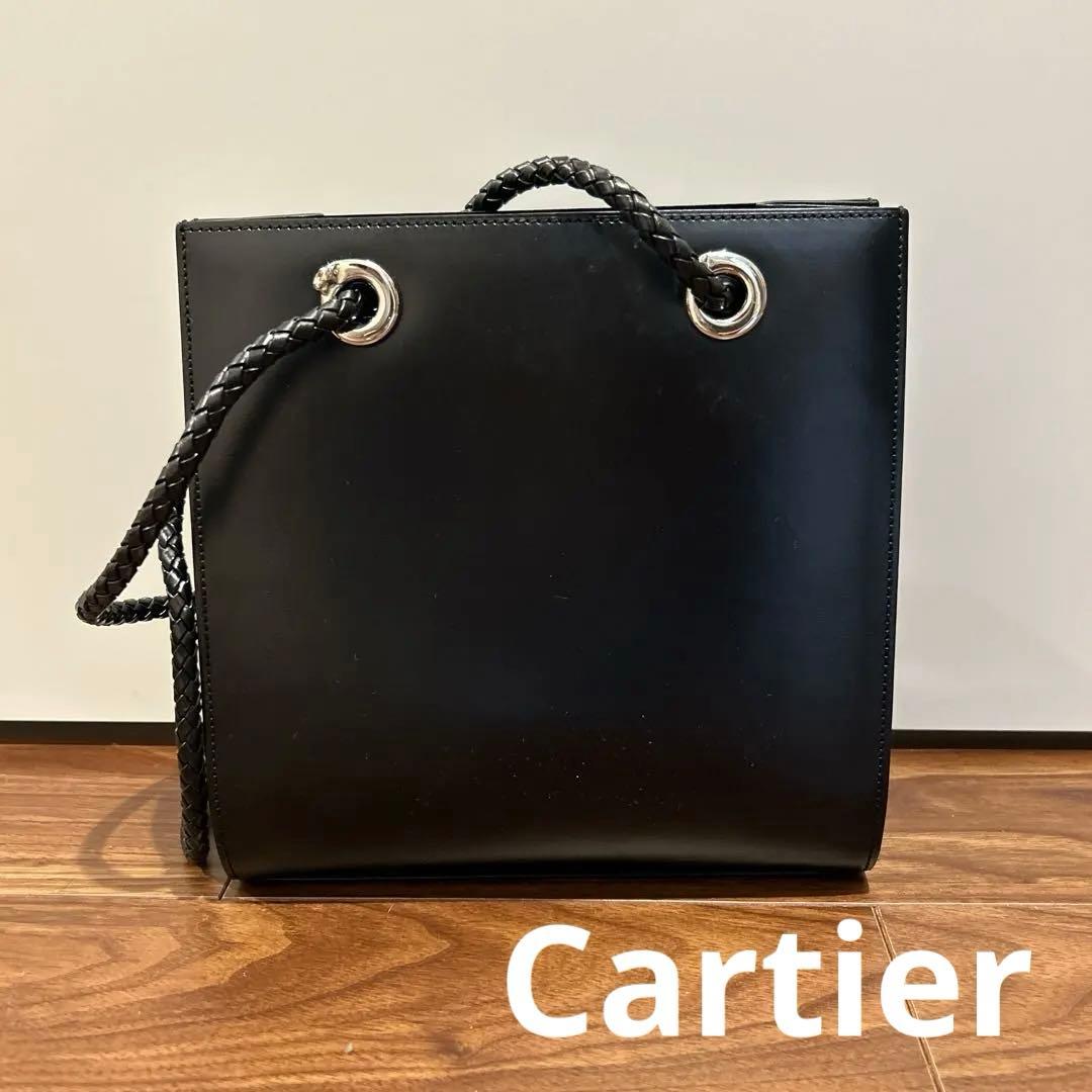 Cartier カルティエ パンテール トートバッグ　ブラック Cartier カルティエ トートバッグ ブラック パンテール レザー vintage