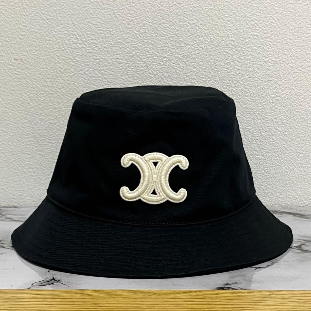 【最終値下げ】CELINE トリオンフ バケットハット ブラック Mサイズ 中古・古着通販】CELINE (セリーヌ) CELINE バケットハット ブラック