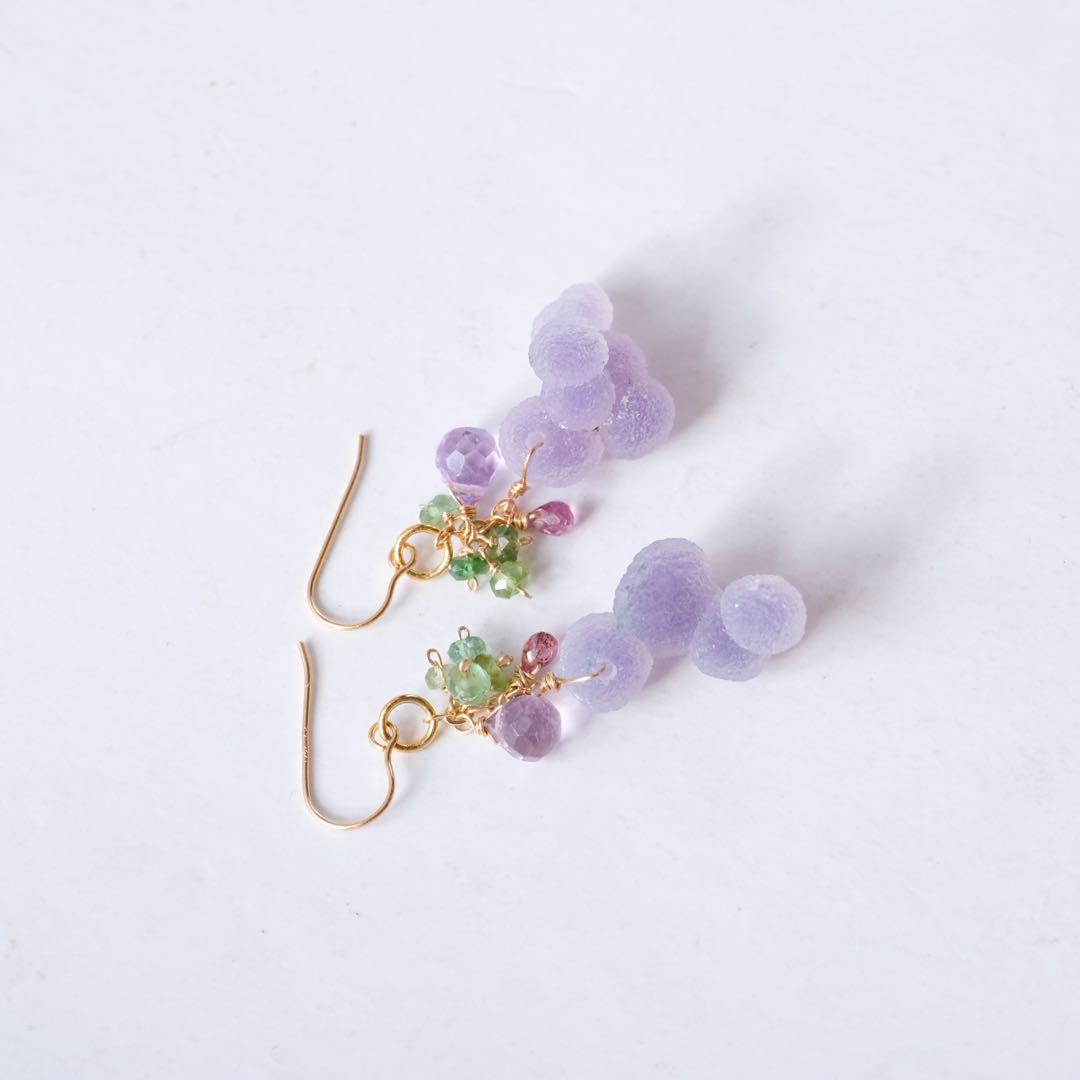 マルモ 様専用希少！14kgfグレープアゲートピアス - メルカリ