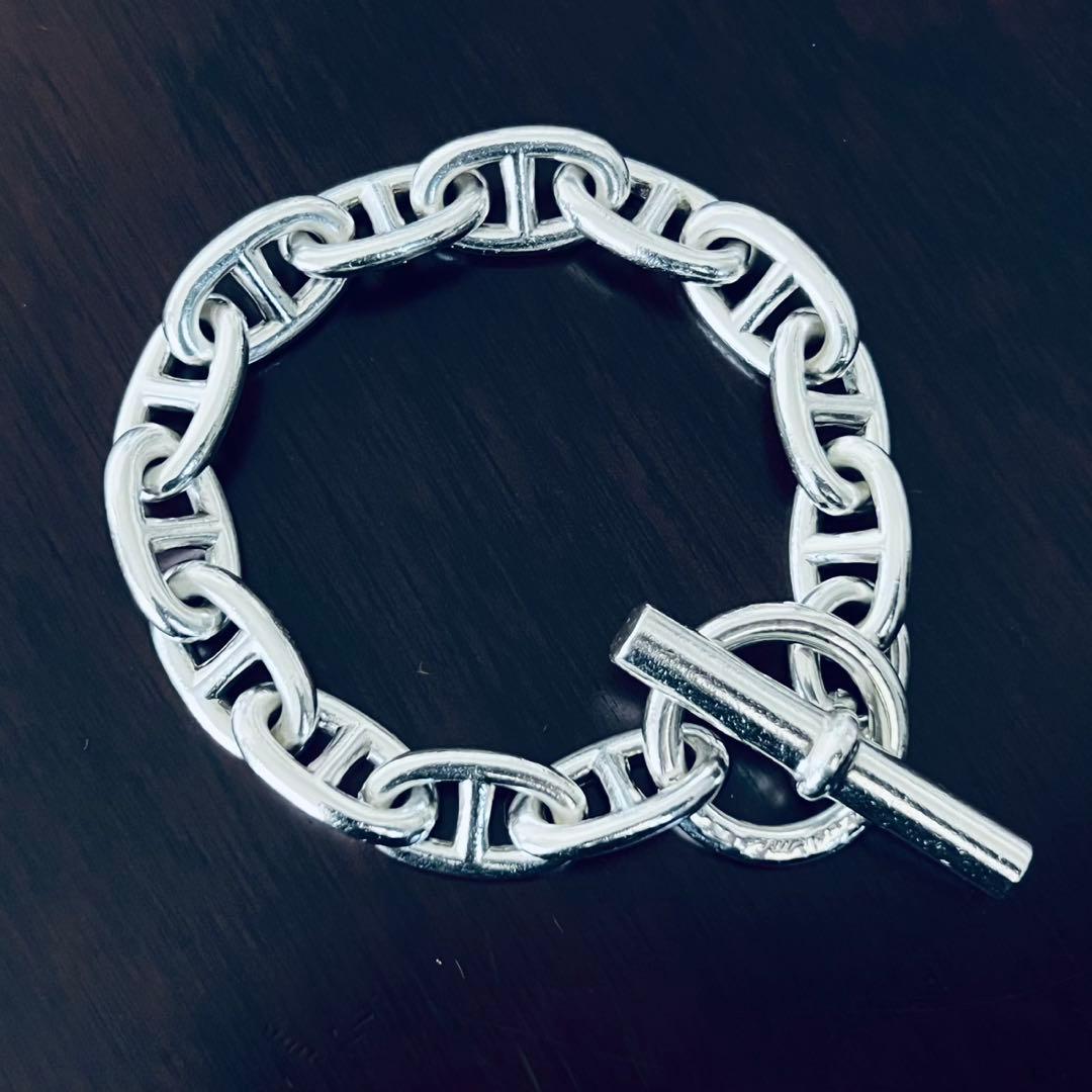 ヴィンテージエルメス シェーヌダンクル ブレスレット GM13コマ 筆記体