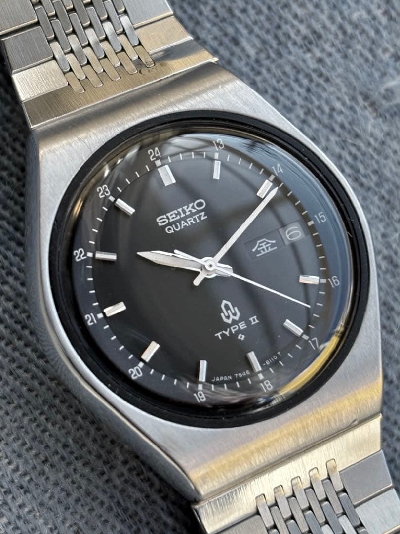 SEIKO TYPE-Ⅱクォーツ 1977年 マットブラック Seiko Type II 4316-8010 Metallic Brown Sunburst Dial