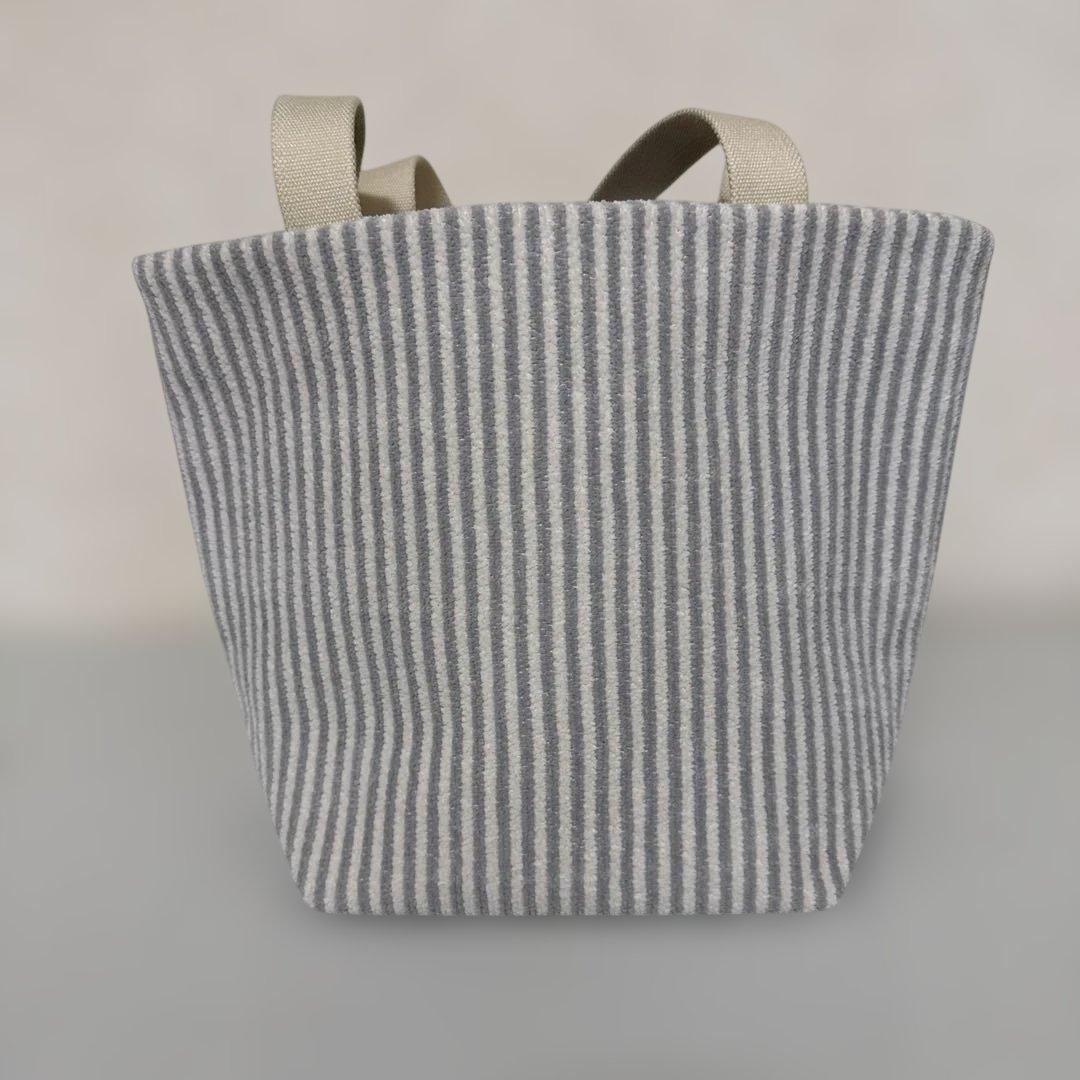 美品】フェイラー ハイジストライプトートバッグ シルバーグレー