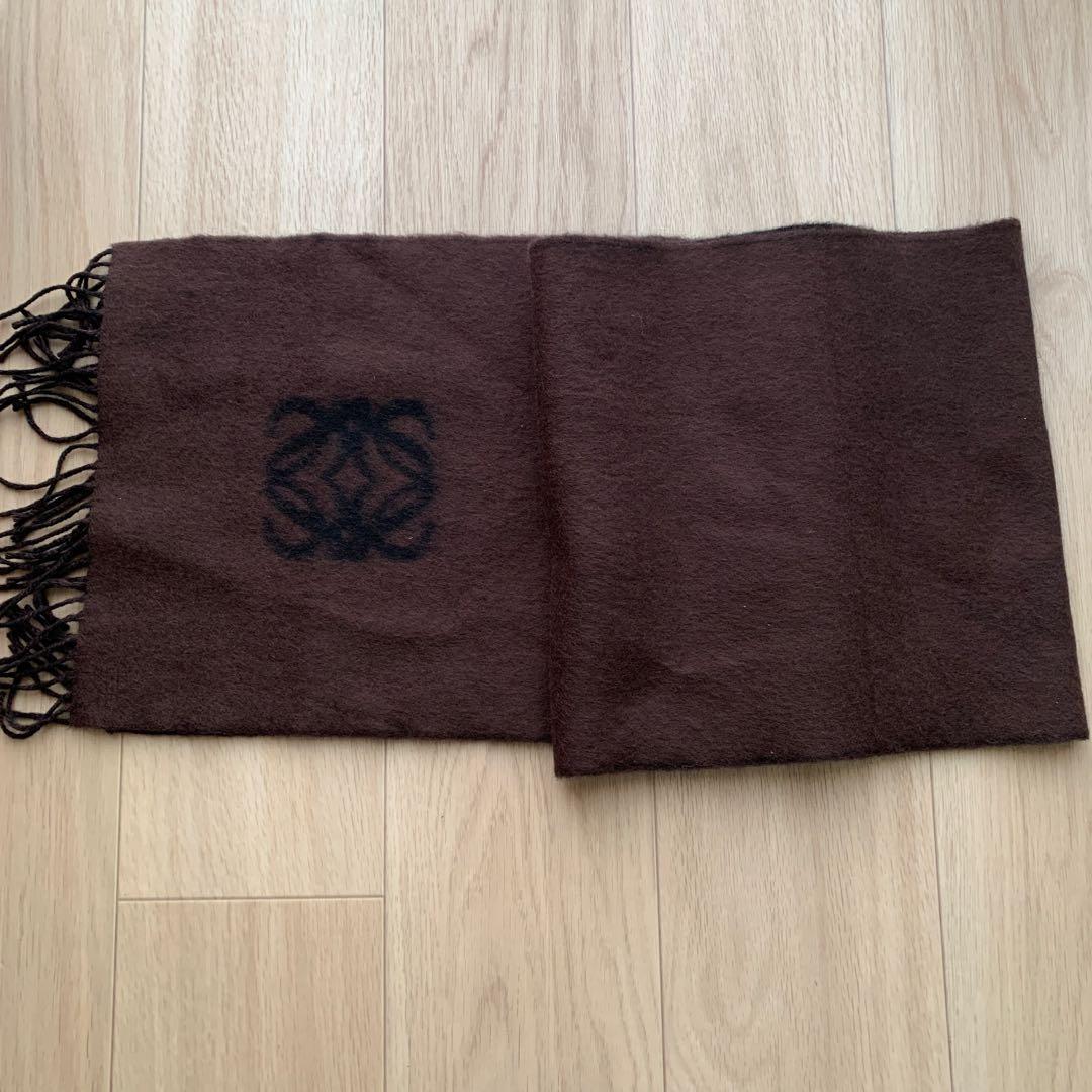 LOEWE アンゴラウール マフラー バイカラー　フリンジ付き LOEWE（ロエベ） マフラー ウール アンゴラ ネイビー レッド バイ