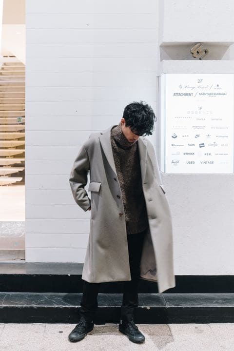 KAZUYUKIKUMAGAI カシミア混平二重メルトンチェスターコート - メルカリ