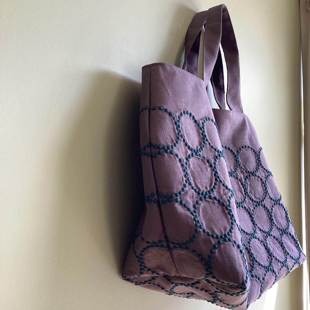 ミナペルホネンタンバリンbordeaux両面でトートバッグハンドメイド