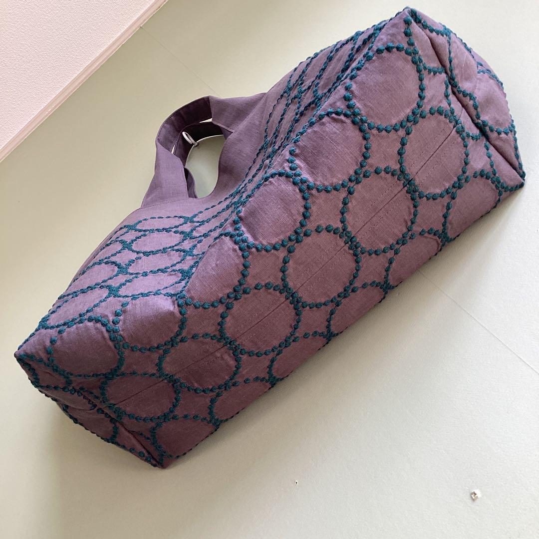 ミナペルホネンタンバリンbordeaux両面でトートバッグハンドメイド