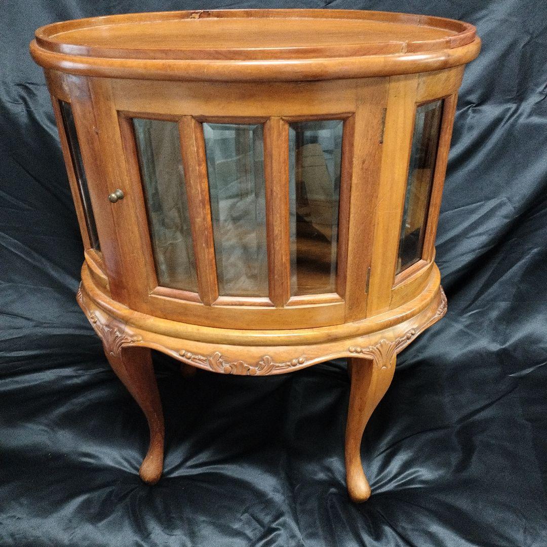 猫脚 アンティーク カットガラス ショーケース レトロ アンティーク風 猫脚 ガラス ショーケース カブリオール コレクション