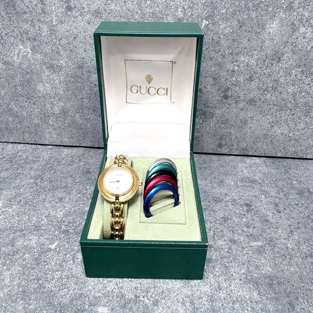 GUCCI ゴールド アナログ腕時計 5色ベゼルセット 稼動品 - メルカリ