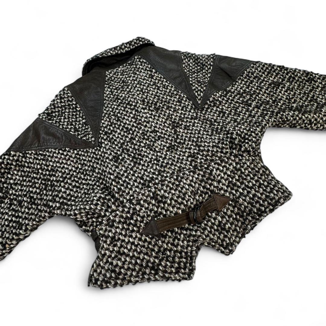 希少】 ウール×本革 ミックスマテリアルショートコート 80s Vintage