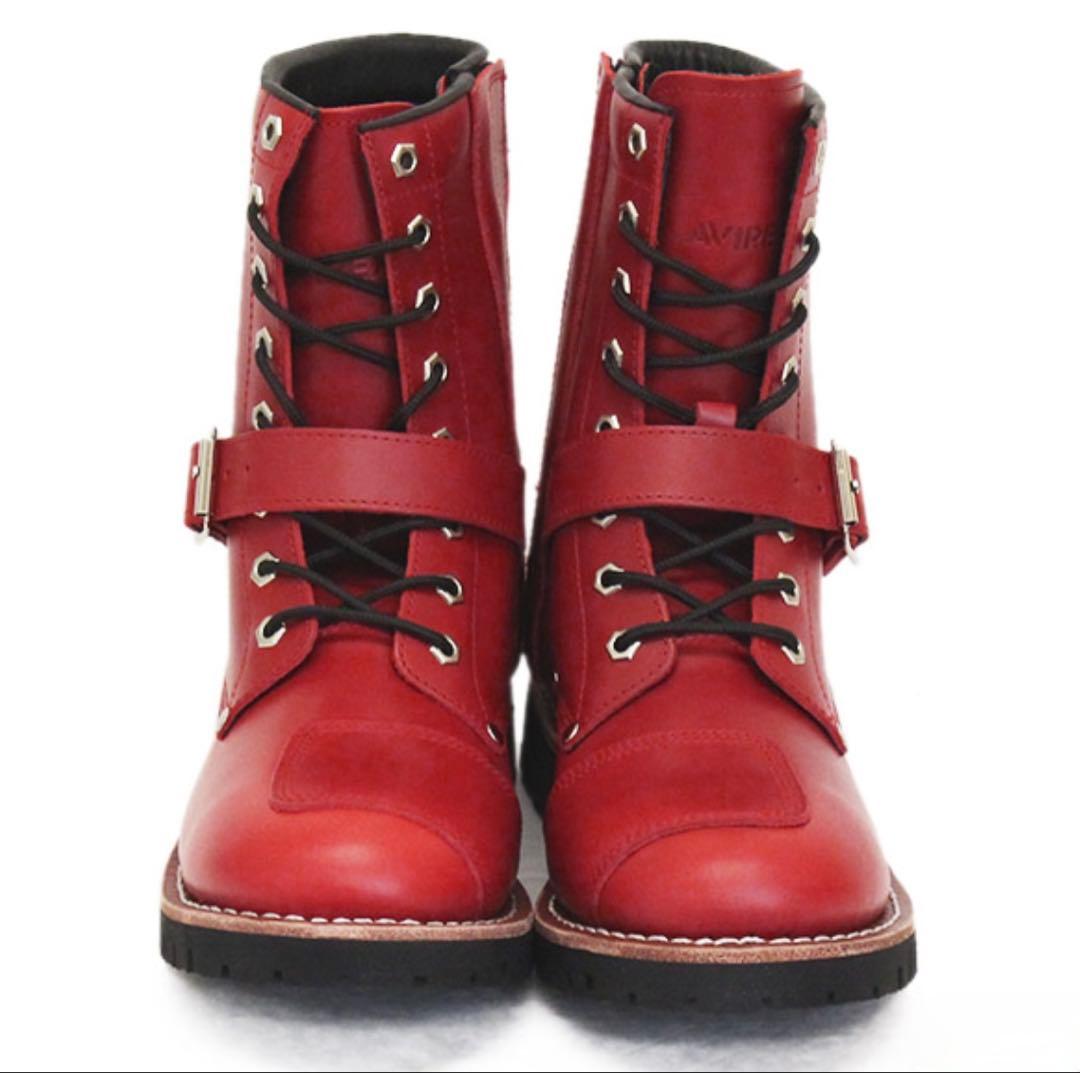 AVIREX YAMATO 8ホール バイカーレザーブーツ RED - メルカリ