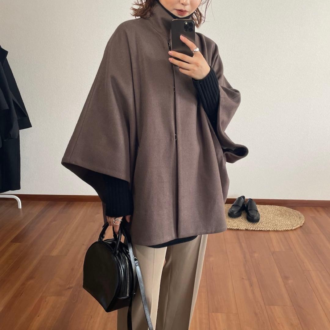 MARW UNITED ARROWS ポンチョコート ブラウン スタンドカラー - メルカリ