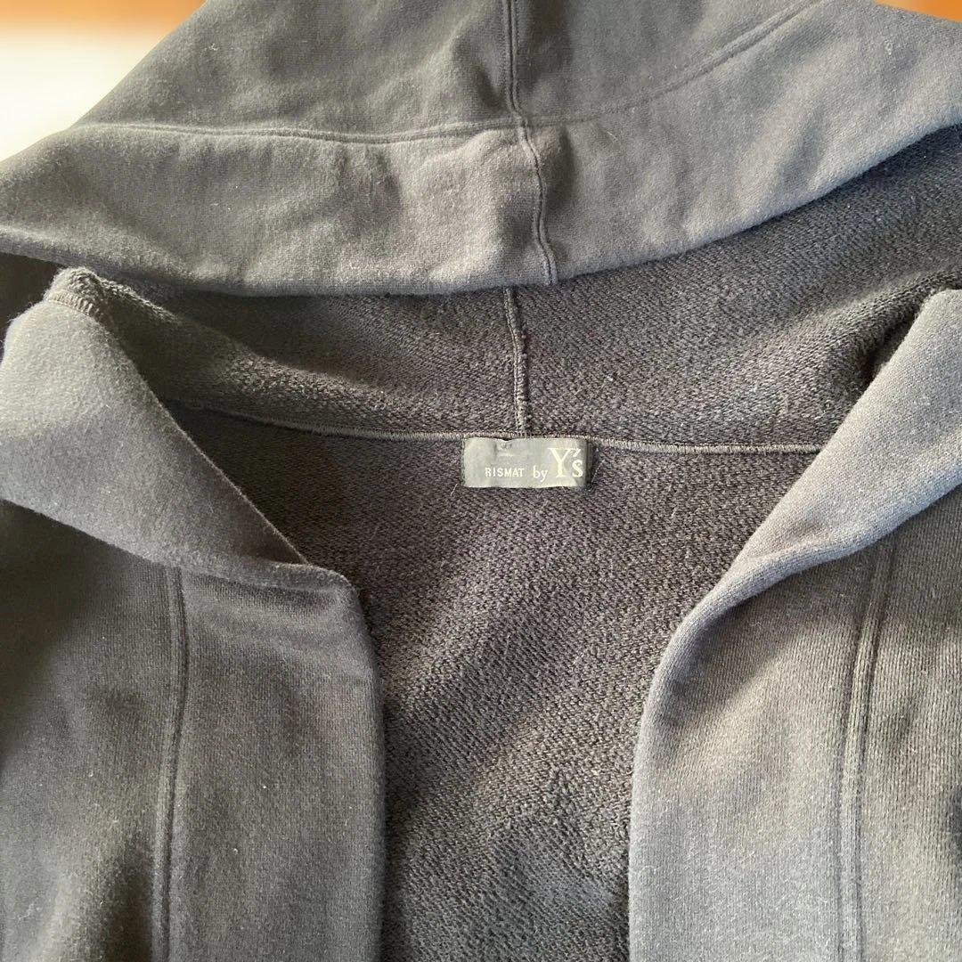 y's ワイズ ニットドッキングロングフーディ 黒 2