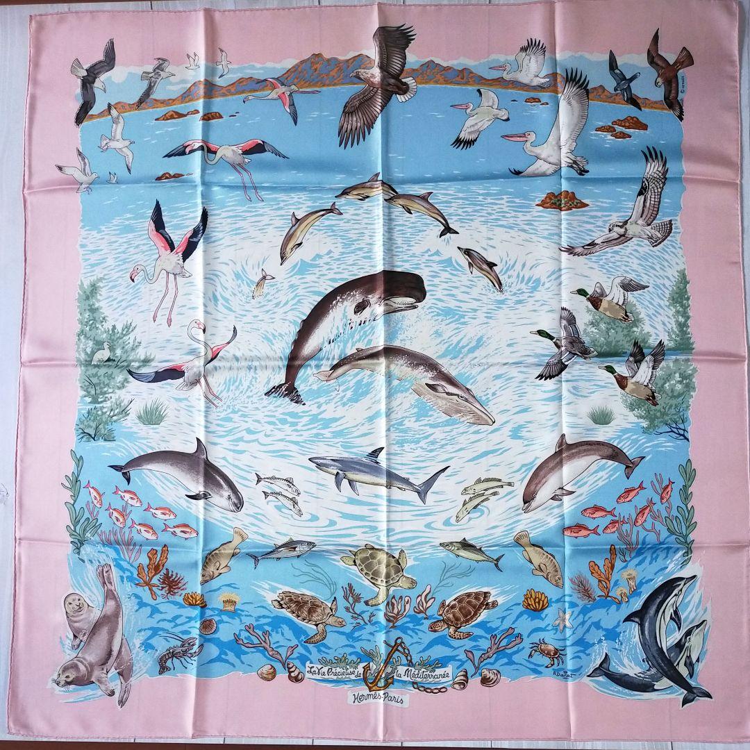 ☘️美品☘️ HERMES 地中海の貴重な生命 カレ90 ピンク - メルカリ