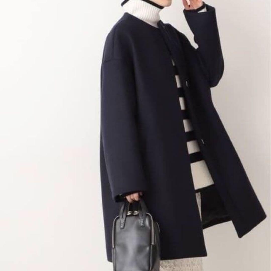 IENA イエナボトルネックトラペーズコート ネイビー タグ付き 未使用