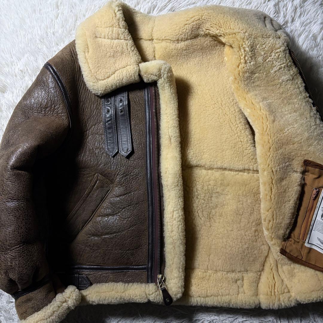 米国製■AVIREX フライトジャケット　B-3 ムートン　羊革　ブラウン　38 アヴィレックス AVIREX AVIREX B－3 /ムートン フライト ジャケット