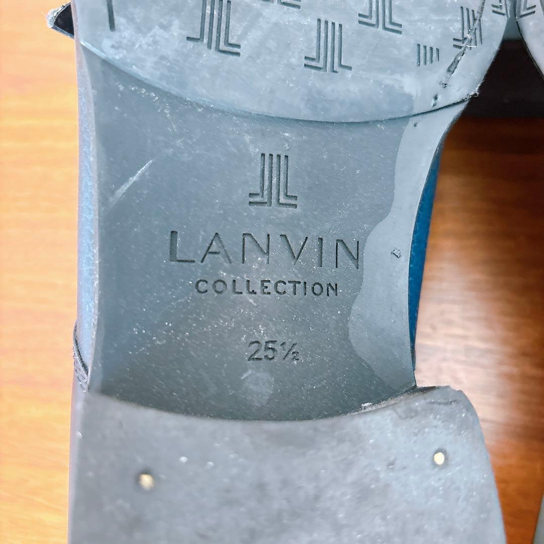 LANVIN ダブルモンクストラップ ビジネスシューズ ネイビー 25.5cm
