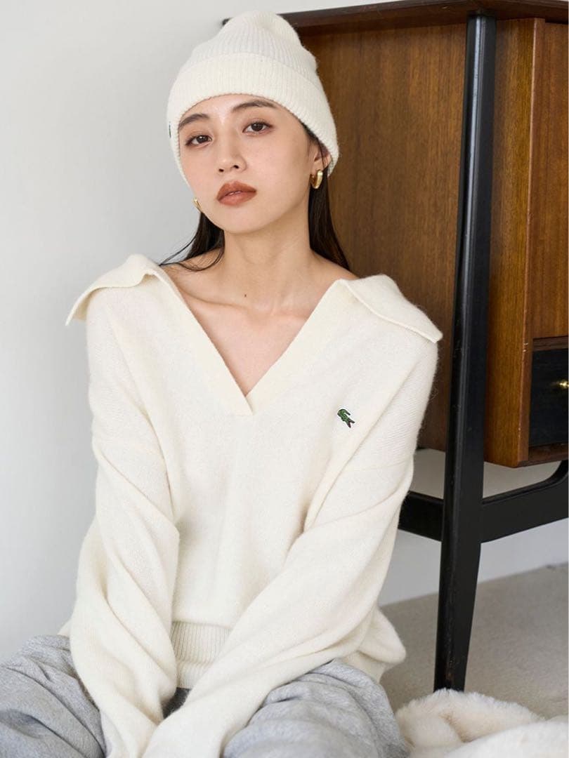 スナイデル ラコステ ホワイト スキッパーニットプルオーバー - メルカリ