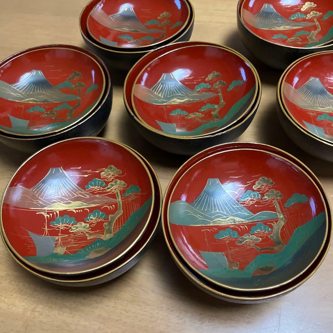 会津鉄錆塗（てつさびぬり）木製汁椀7客（明治〜大正時代） - メルカリ