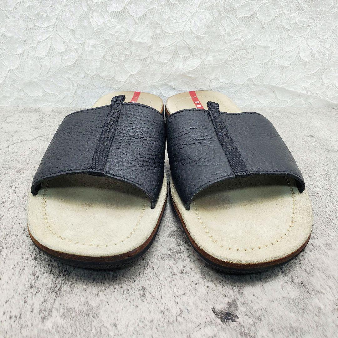 プラダ✨レザー スライドサンダル スリッパ 26～26.5cm 黒 イタリア製