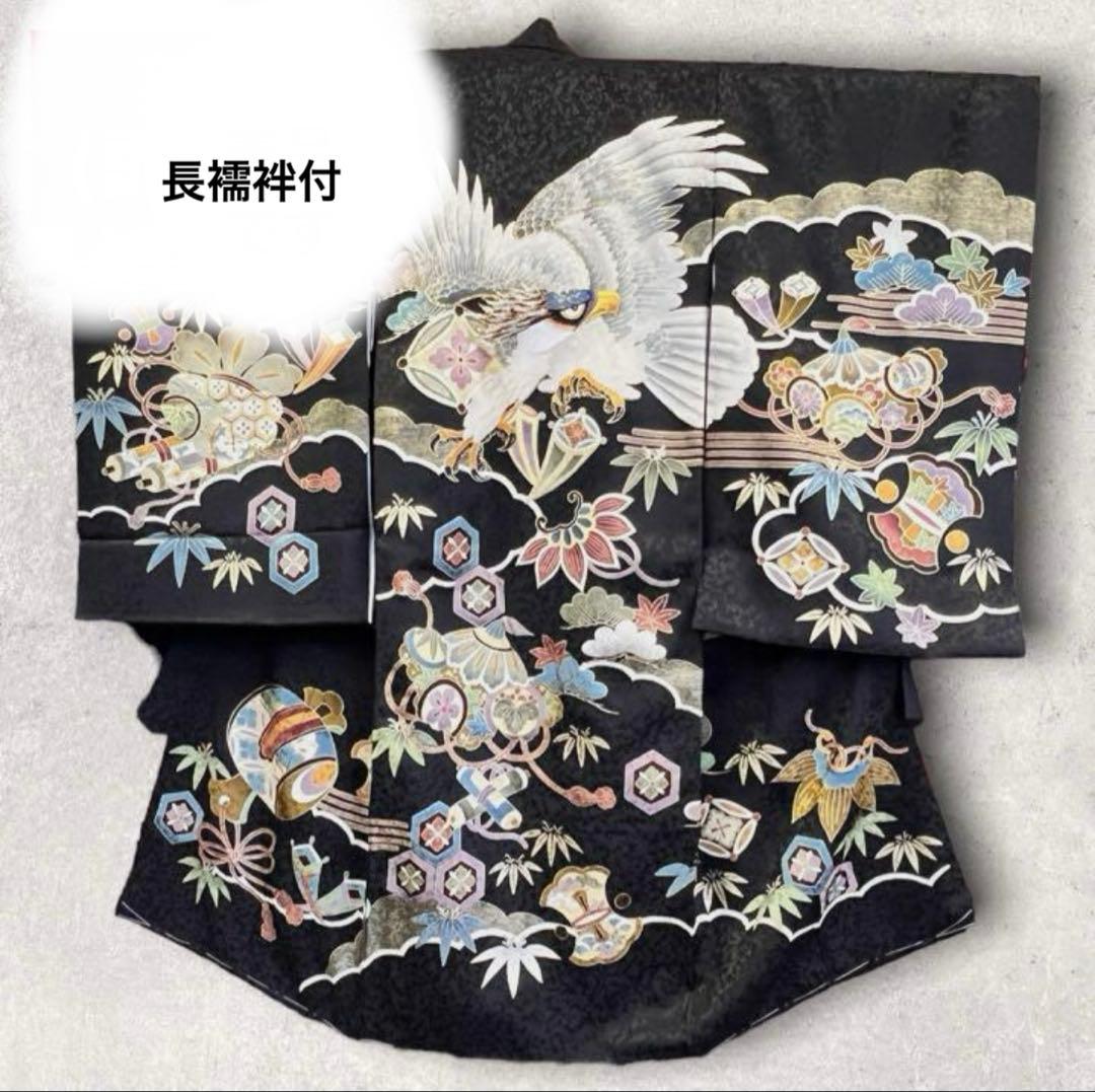 家紋無し　長襦袢付き　男児　産着　美品　お宮参り 楽天市場】【レンタル】お宮参り 着物 男の子[龍に鼓 緑色] 産着セット