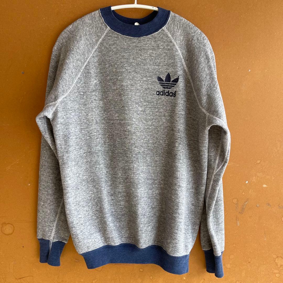 希少80sヴィンテージ adidasアディダス2トーンスウェット 80's アディダス トレフォイルロゴ 2トーン スウェットパーカ 表記(L