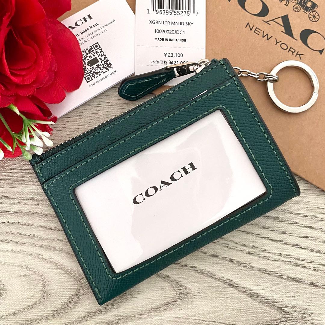 《新品》COACH コーチ　ケース　グリーン　レザー ケース