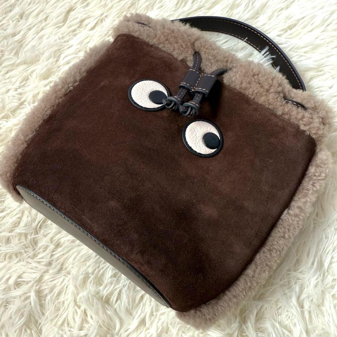 極美✨アニヤ アイズ 巾着 ハンド ショルダーバッグ ボア スエード