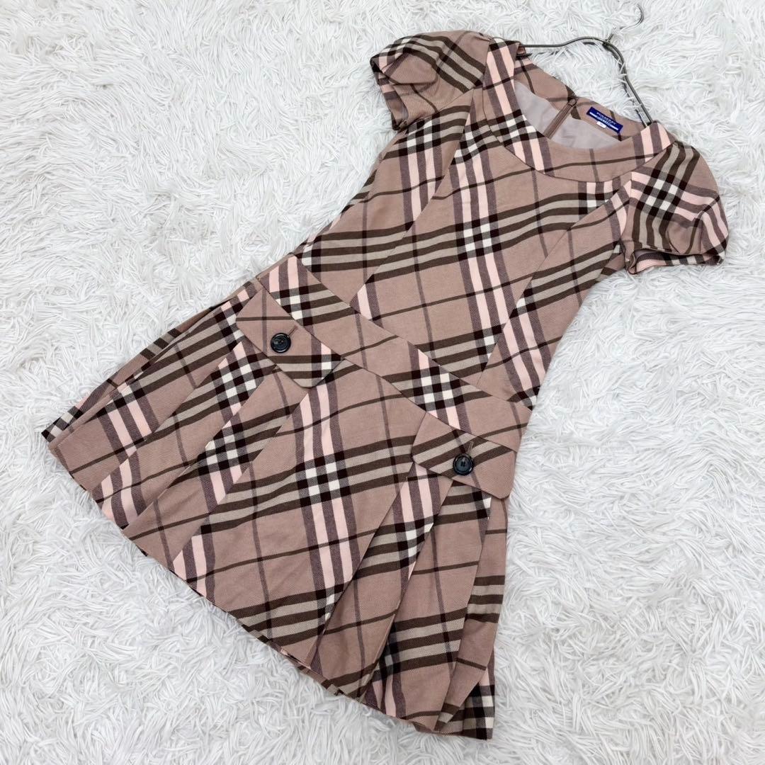 バーバリーブルーレーベル ワンピース ノバチェック フレンチスリーブ
