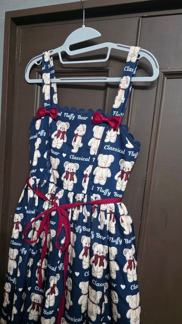 axes femme kawaii フラッフィベア ジャンスカ 紺 - メルカリ