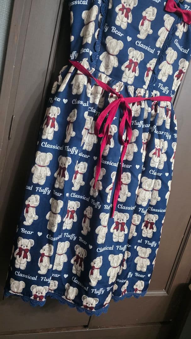 axes femme kawaii フラッフィベア ジャンスカ 紺 - メルカリ