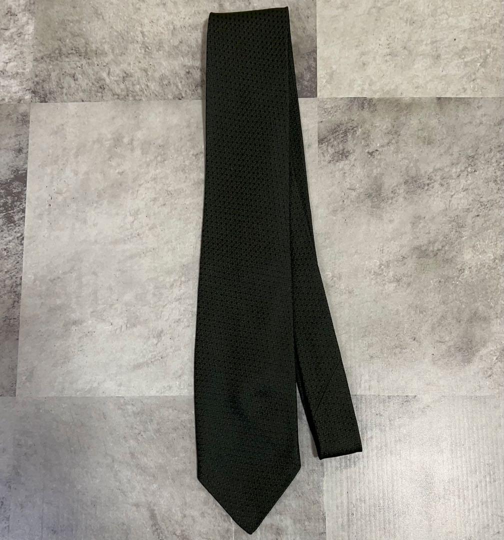 HERMES ネクタイ ハイブランド ソリッド カーキ カーキ ソリッド