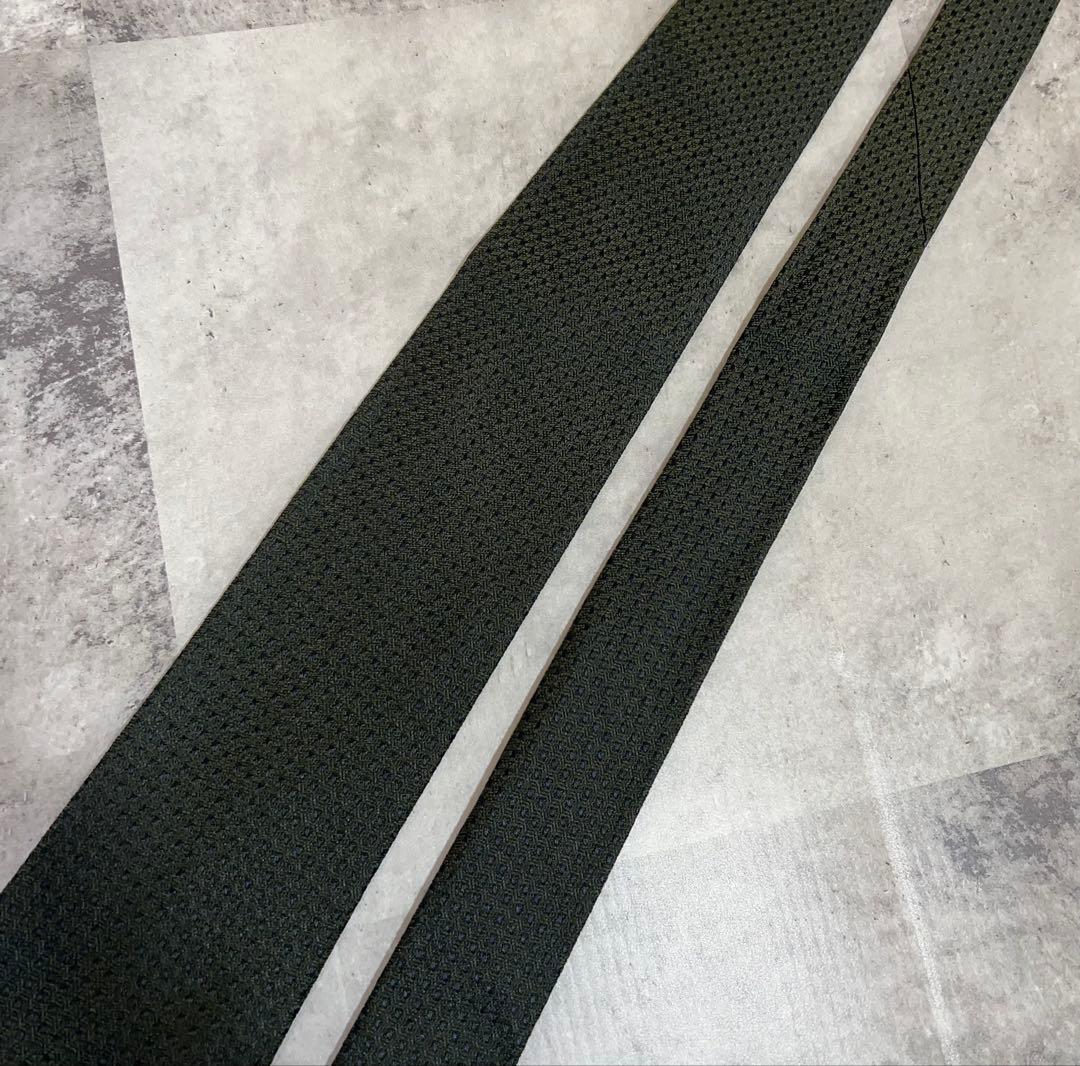 HERMES ネクタイ ハイブランド ソリッド カーキ カーキ ソリッド